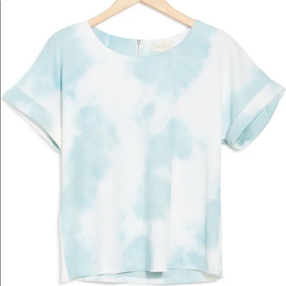 Melloday light blue tie dye rolled sleeve t shirt